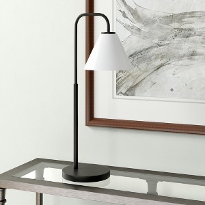 Hudson and Canal 27" Tall Arc Table Lamp with Cone Glass Shade - 1 of 4