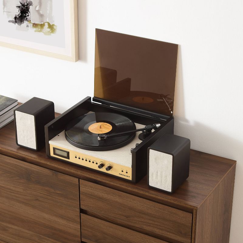 Crosley Coda Shelf System Vinyl Record Player - Black/Gold, 4 of 20