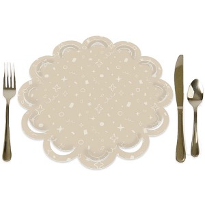 Big Dot of Happiness Tan Confetti Stars - Simple Party Round Table Decorations - Paper Chargers - Place Setting For 12 - 1 of 4