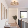 PAKOKULA Boho Coastal Semi-Flush Mount Ceiling Light 24" Wide 5-Light Rustic Drum Rattan Fixture for Bedroom Living Room Entryway - 4 of 4