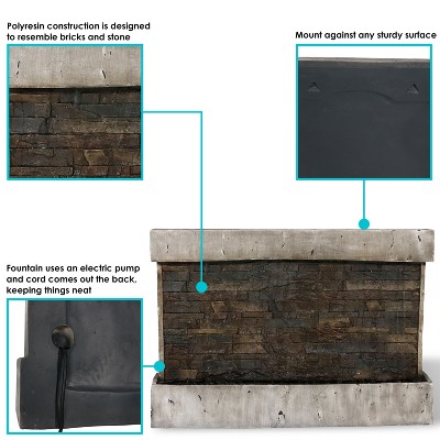 Ancient Brown Polyresin Wall-Mounted Outdoor Fountain