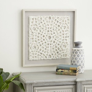 Wood Geometric 3D Origami Shadow Box, Coastal Style Wall Decor - Olivia & May - 1 of 4