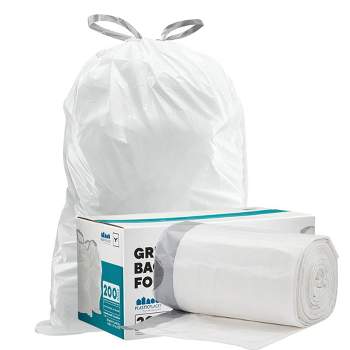 simplehuman Code R Custom Fit Drawstring Trash Bags in Dispenser Packs, 20  Count, 10 Liter / 2.6 Gallon, White