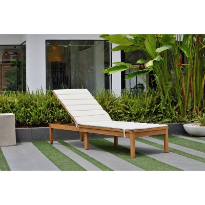 Lisa Patio Chaise Lounger with Teak Finish - Gray - Amazonia