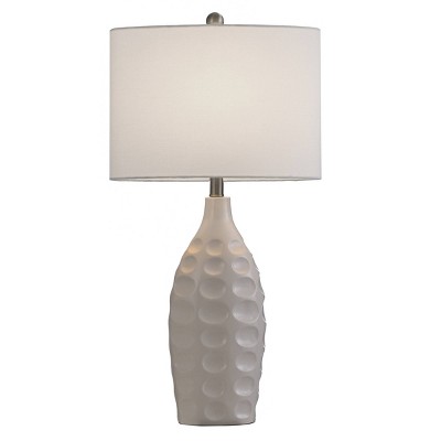 Large Round Transitional Dimpled Moulded Table Lamp White - StyleCraft