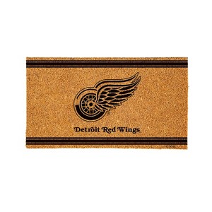 Evergreen Detroit Red Wings Logo Turf Mat, Brown- 28 x 16 Inches Indoor Outdoor Doormat - 1 of 4