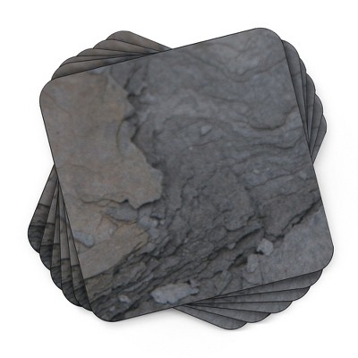 Pimpernel Midnight Slate Coasters, Set of 6 Patterned Stone Cork Backed Drink Mats with Textured Finish, Heat Resistant & Wipe Clean Table Protectors