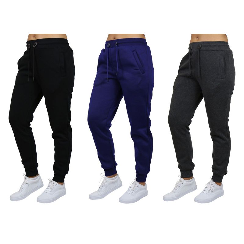 Blue Ice Women's Loose Fit  Heavyweight Classic Fleece Jogger Sweatpants- 3 Pack, 1 of 2