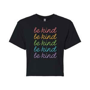 Women's - Instant Message - Be Kind Stacked- Juniors Cropped Short Sleeve Graphic T-shirt Cropped Graphic T-Shirt - 1 of 4