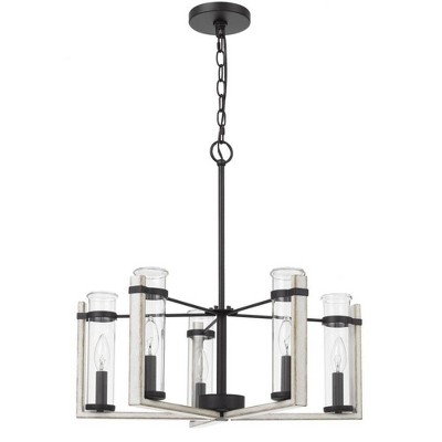 Cal Lighting 60Wx  5 Olivette metal chandelier with glass shade