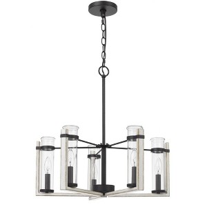 Cal Lighting 60Wx  5 Olivette metal chandelier with glass shade - 1 of 4
