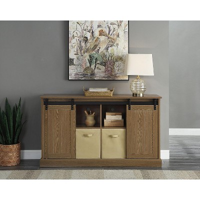 NicBex Farmhouse 60 Inch TV Stand with 2 Storage Cabinets for TVs up to 65 inches Modern Entertainment Center for Living Room, Bedroom, Brown