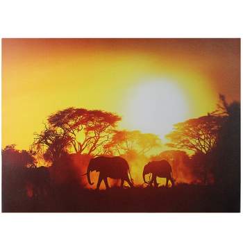 Northlight Safari Sunset LED Back Lit Decorative Elephant Canvas Wall Art 11.75” x 15.75”