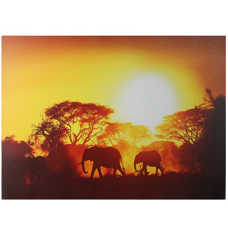 Northlight Safari Sunset LED Back Lit Decorative Elephant Canvas Wall Art 11.75” x 15.75”, 1 of 4