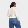 Women's Brunch and Wellness Cropped Fleece Graphic Sweatshirt - Beige - 2 of 3