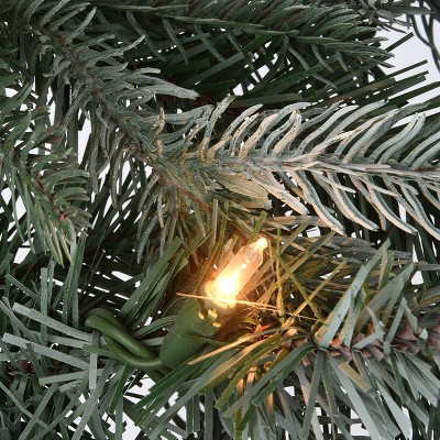 24" Frosted Arctic Spruce Garland with Pine Cones and Lights