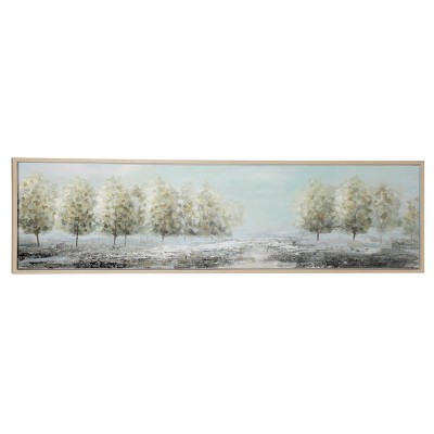 71 x 20 Large Traditional Trees Landscape Painting in Rectangular Wood Frame - Olivia & May