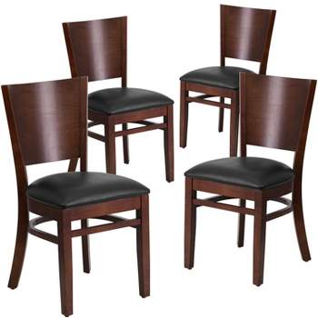 Flash Furniture 4 Pack Lacey Series Solid Back Wooden Restaurant Chair