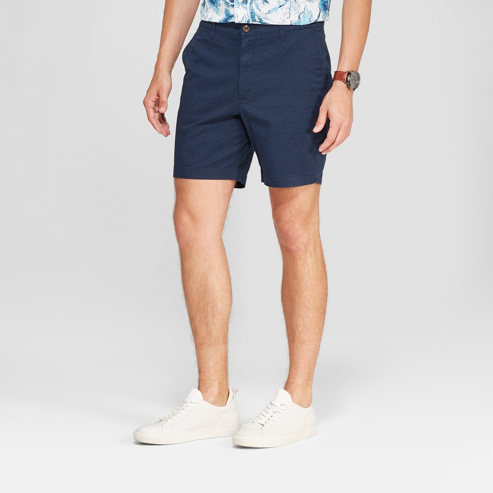 Men's 7 Linden Flat Front Chino Shorts - Goodfellow & Co Xavier Navy 38, Xavier Blue was $19.99 now $13.99 (30.0% off)