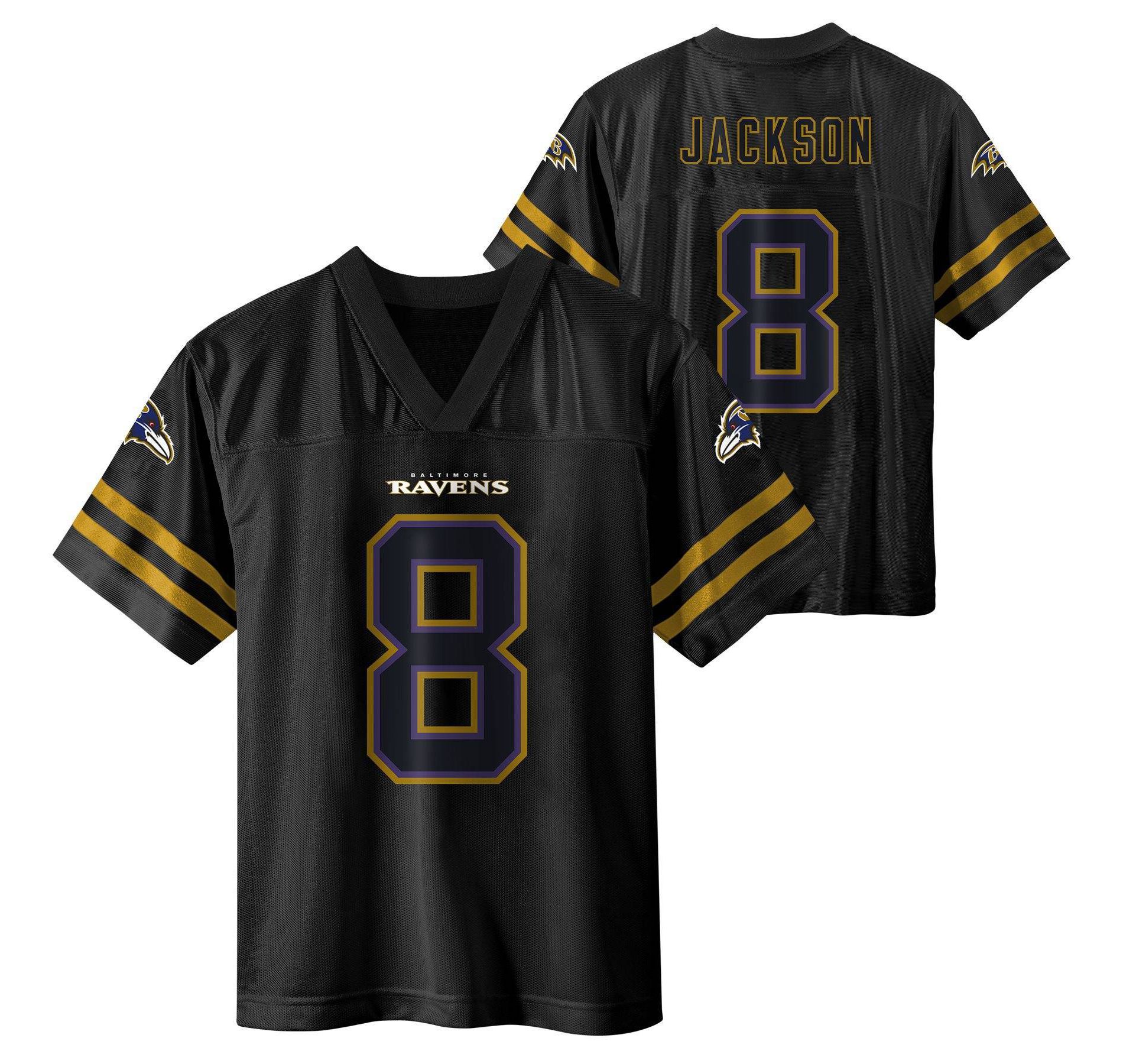 NFL Baltimore Ravens Lamar Jackson Boys' Black Short Sleeve Jersey - L