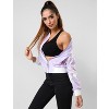 INSPIRE CHIC Women's Holographic Fashion Stand Collar Metallic Lightweight Zip Bomber Jacket - 2 of 4