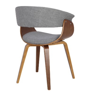 Set of 2 Light Grey Upholstered Walnut Wood Arm Chairs