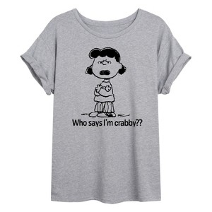 Women's - Peanuts - Lucy Who Says I'm Crabby Oversized Graphic T-Shirt - 1 of 4