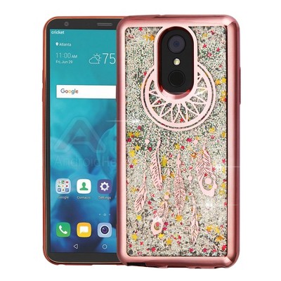 AIRIUM Confetti Quicksand Glitter Hard Dual Layer Plastic TPU Cover Case For LG Stylo 4 - Rose Gold