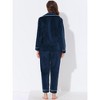 Allegra K Women's Flannel Button Down Lounge Winter Long Sleeves Pajama Sets - 4 of 4