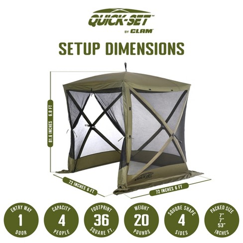 Clam Quick-set Escape 11.5 X 11.5 Ft Portable Pop Up Camping Outdoor Gazebo  Screen Tent Canopy Shelter & Carry Bag With 6 Wind & Sun Panels Accessory :  Target