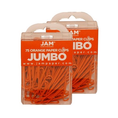 JAM Paper Colored Jumbo Paper Clips Large 2 Inch Orange Paperclips 42186871A