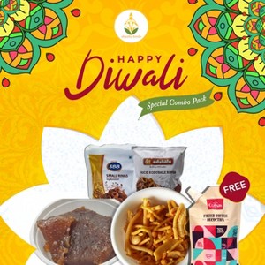 Shastha Diwali Celebration Combo – Halwa, GSS Special Mixture, Adukale Rice Kodubale & SBB Small Rings + Free Cothas Decoction 200ml - 1 of 1
