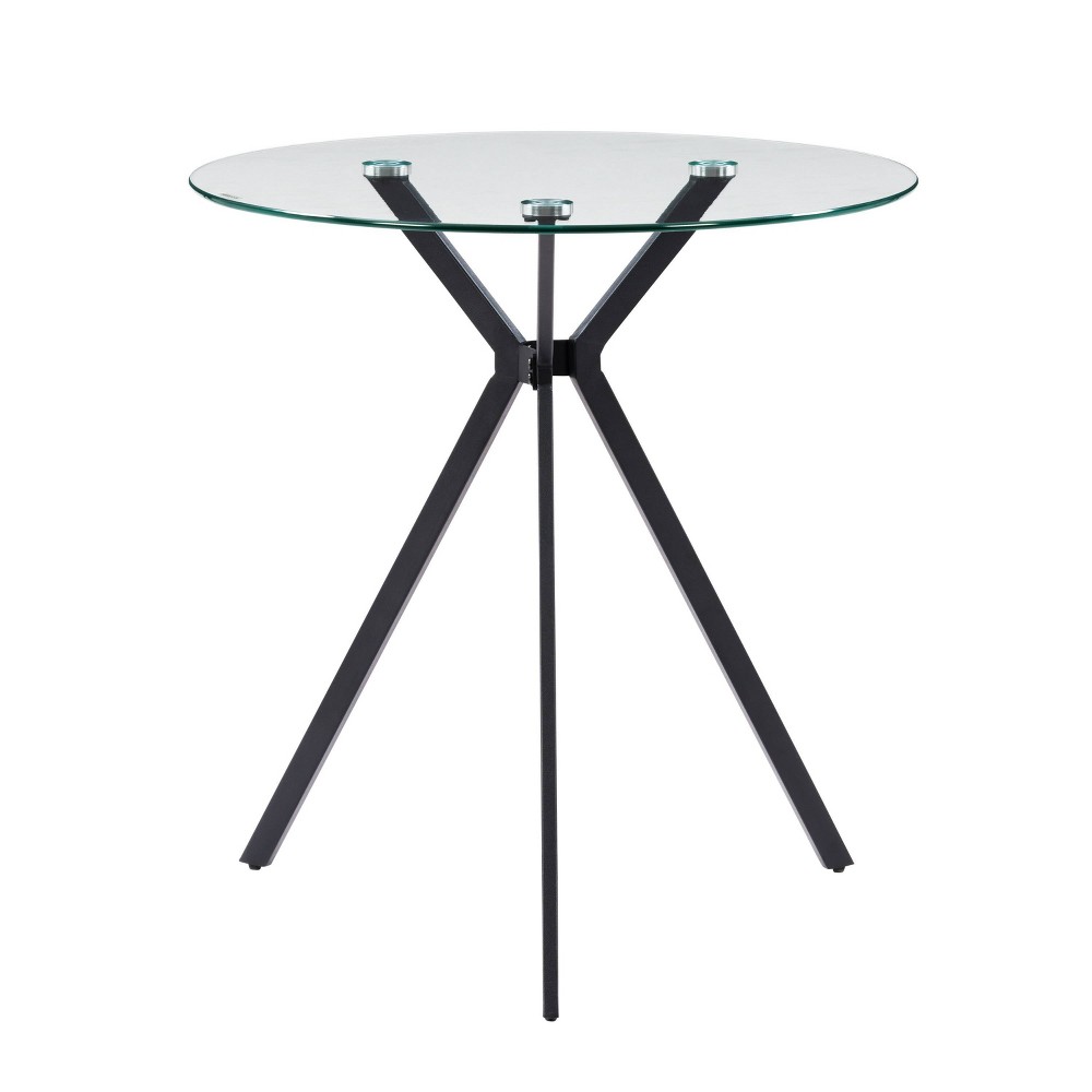 Photos - Garden & Outdoor Decoration CorLiving Lennox Glass Top Trestle Bistro Dining Table Black  