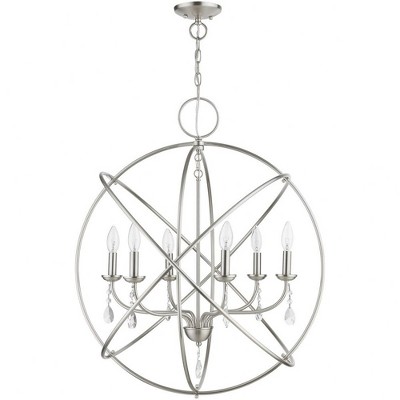 Aria Brushed Nickel 6-Light Crystal Globe Chandelier