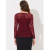INSPIRE CHIC Women's Floral Lace Front Peplum Hem Keyhole Sheer Long Sleeve Blouse - 4 of 4