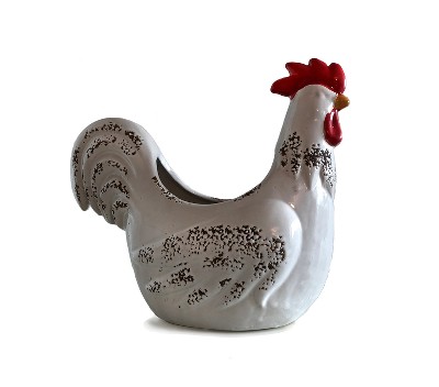 Decorative Ceramic Rooster Basket 21" x 9.75" White - Drew DeRose