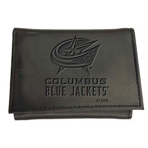 Evergreen NHL Columbus Blue Jackets Black Leather Trifold Wallet Officially Licensed with Gift Box - 1 of 1