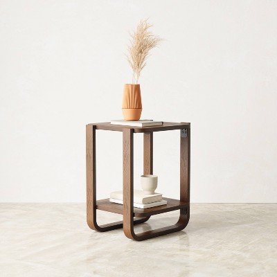 Bellwood Aged Walnut Rectangular 2-Tier Side Table