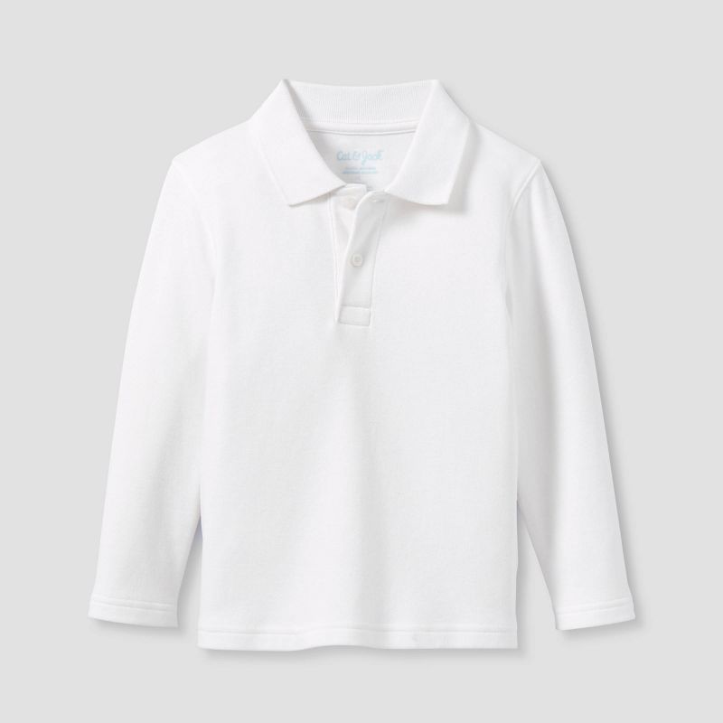 Toddler Boys&#39; Long Sleeve Interlock Uniform Polo Shirt - Cat &#38; Jack&#8482;, 1 of 4