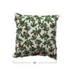 Storied Home Square Cotton and Linen Pillow with Embroidered Mistletoe Pattern and Pom Poms, Natural, Green, and Red - 2 of 2