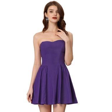 purple strapless sweetheart dress Strapless Sweetheart Neckline Long Dress 48052