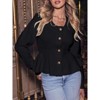 Coolmee Women's Cropped Cardigan Sweaters Fall Sleeve Button Cardigans Ruffled Hem Cute Sweater - 3 of 4