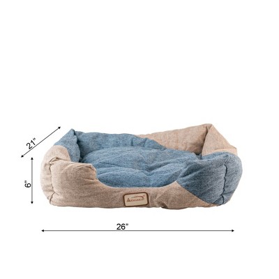 Small Cornflower Blue and Beige Fiberfill Rectangular Pet Bed