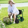 Costway Rolling Garden Cart Height Adjustable Scooter with Swivel Seat & Tool Storage Blue/Red/Green - 2 of 4