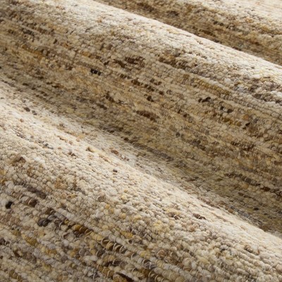 Beige and Dark Brown Wool Handcrafted 8' x 10' Area Rug