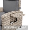 Outdoor Patio Recliner Chai with Adjustable Backrest and Footrest, 150° Lay Flat Rattan Reclining Chairs with Flip-Up Table and Removable Cushion - 4 of 4
