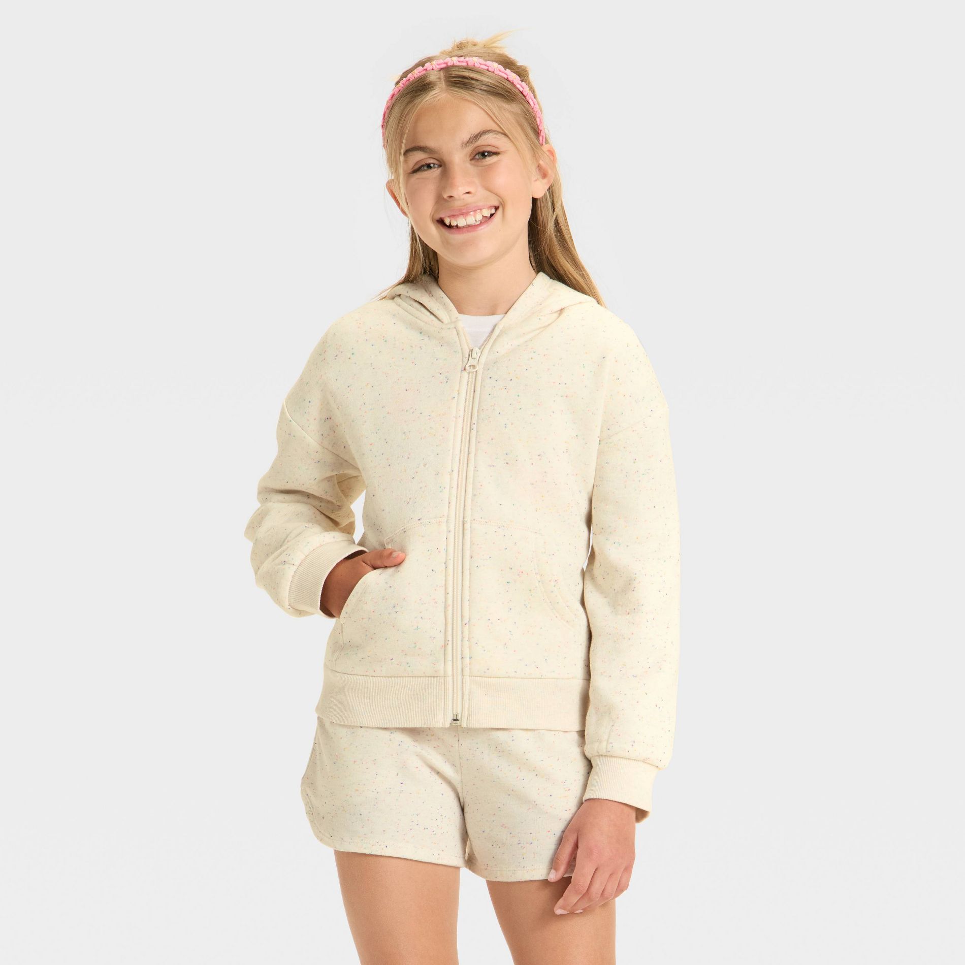 Girls' Fleece Hooded Zip-Up Sweatshirt - Cat & Jack™