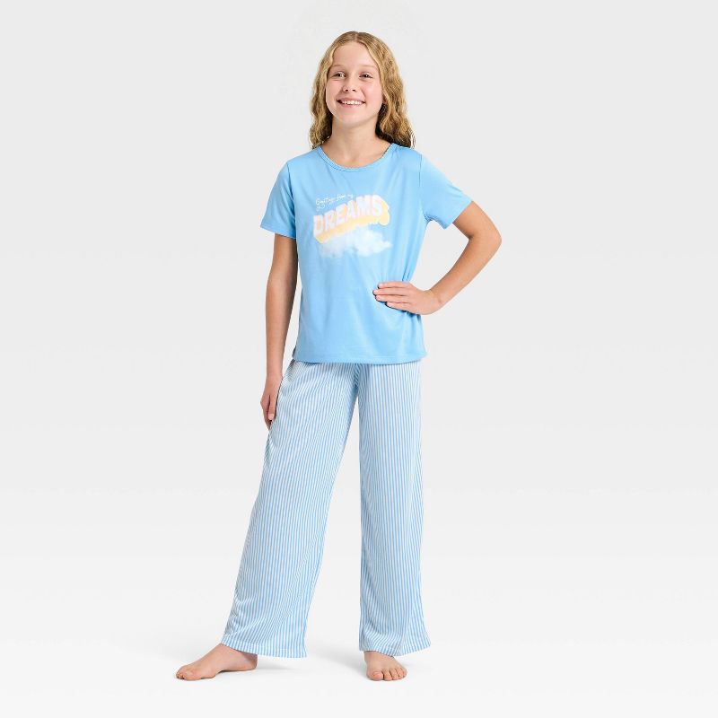 Girls' 3pc Dreamer Short Sleeve Pajama Set - Cat & Jack™ Blue XS