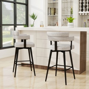 Vipbear Counter Height Swivel Barstools with Back Arms Bar Stools Set of 2 Modern Upholstered for Kitchen Island,Dining Room,Home Bar - 1 of 4