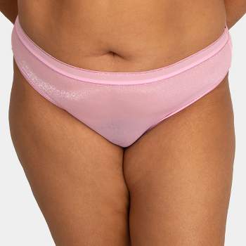 Curvy Couture Women's Plus Size No-show Lace String Bikini Panty Blushing  Rose 3x : Target
